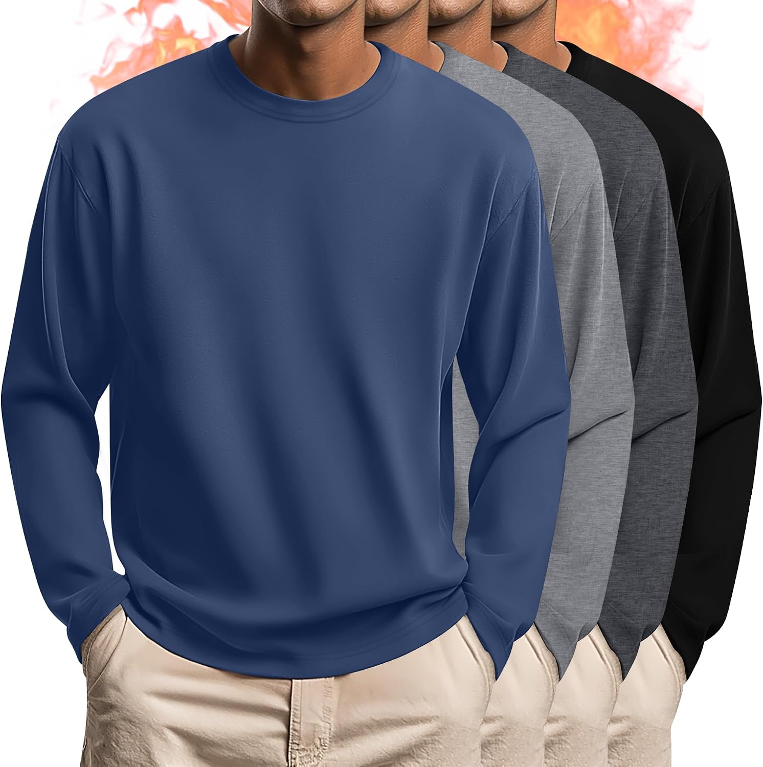 4-Pack Big and Tall Fleece Thermal Shirt