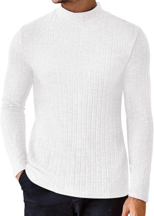 Mock Turtleneck Fleece Ribbed Knit Thermal Top