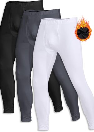 3-Pack Fleece-Lined Thermal Long Johns Leggings