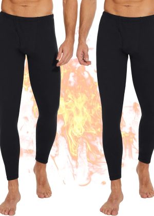 2-Pack Fleece-Lined Thermal Long Johns Pants