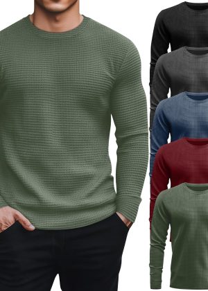 5-Pack Waffle Knit Thermal Crew Shirts