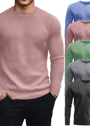 5-Pack Textured Waffle Thermal Pullovers